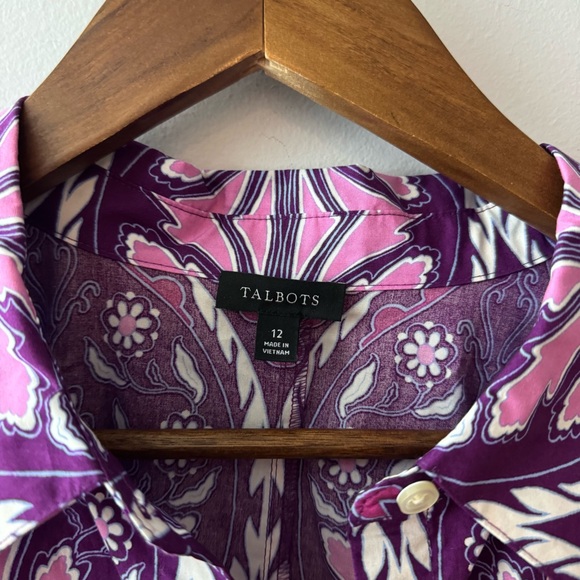 Talbots women’s Modern poplin shirtdress floral Size 12 - Picture 8 of 11